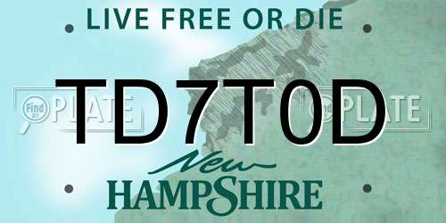 TD7T0D New Hampshire License Plate