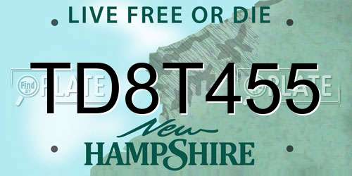 TD8T455 New Hampshire License Plate