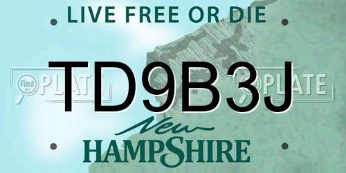 TD9B3J New Hampshire License Plate