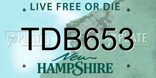 TDB653 New Hampshire License Plate