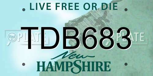 TDB683 New Hampshire License Plate