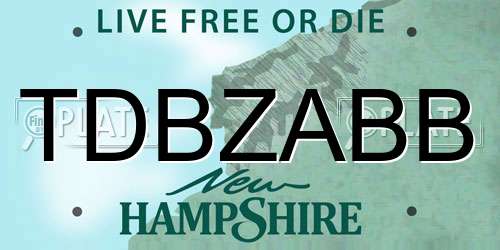TDBZABB New Hampshire License Plate