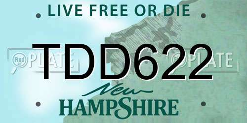 TDD622 New Hampshire License Plate