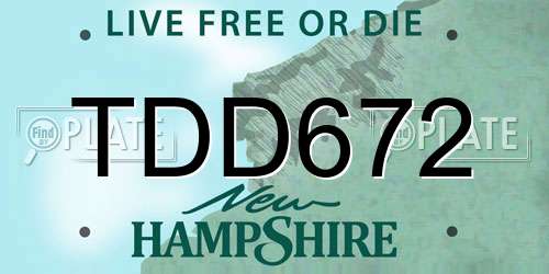 TDD672 New Hampshire License Plate