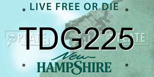 TDG225 New Hampshire License Plate