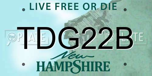 TDG22B New Hampshire License Plate
