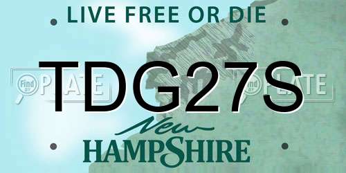 TDG27S New Hampshire License Plate