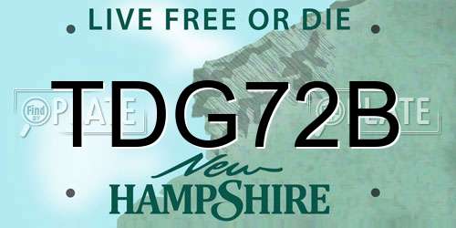 TDG72B New Hampshire License Plate