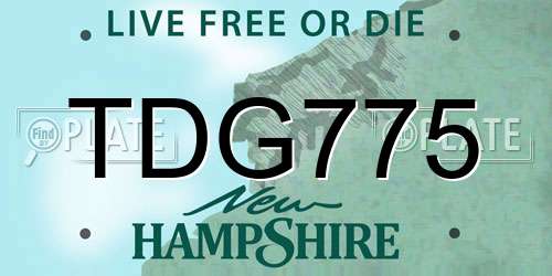 TDG775 New Hampshire License Plate