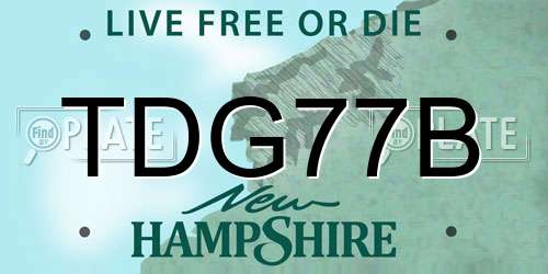 TDG77B New Hampshire License Plate
