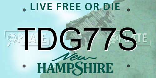 TDG77S New Hampshire License Plate