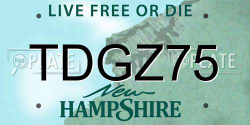 TDGZ75 New Hampshire License Plate