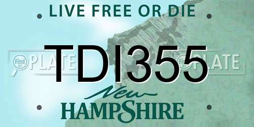 TDI355 New Hampshire License Plate