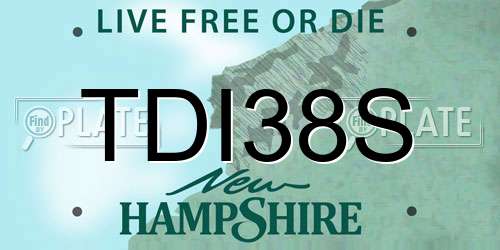 TDI38S New Hampshire License Plate