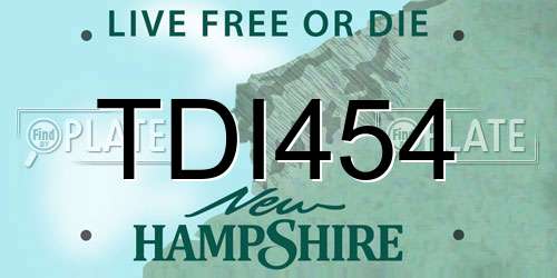 TDI454 New Hampshire License Plate