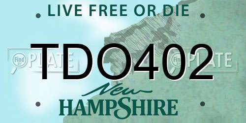 TDO402 New Hampshire License Plate