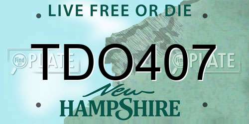 TDO407 New Hampshire License Plate