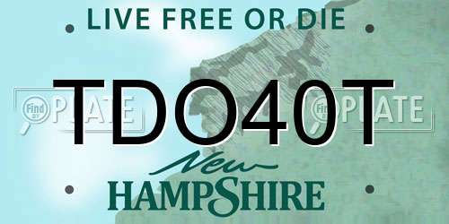 TDO40T New Hampshire License Plate