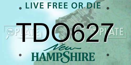 TDO627 New Hampshire License Plate