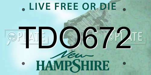 TDO672 New Hampshire License Plate
