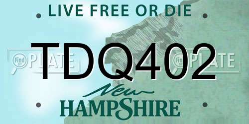 TDQ402 New Hampshire License Plate