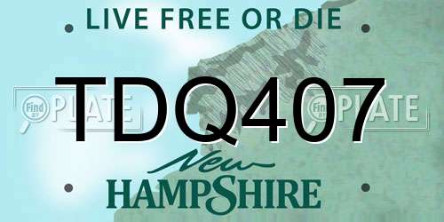 TDQ407 New Hampshire License Plate