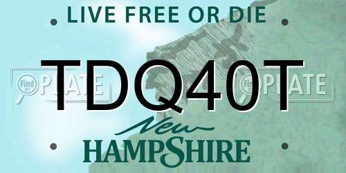 TDQ40T New Hampshire License Plate
