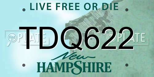 TDQ622 New Hampshire License Plate