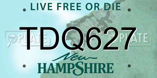TDQ627 New Hampshire License Plate