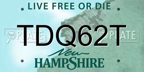 TDQ62T New Hampshire License Plate
