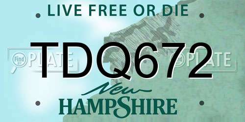 TDQ672 New Hampshire License Plate