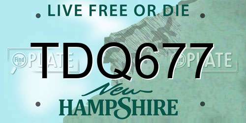 TDQ677 New Hampshire License Plate