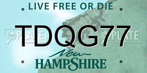 TDQG77 New Hampshire License Plate