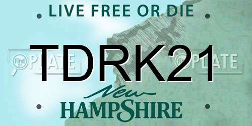 TDRK21 New Hampshire License Plate