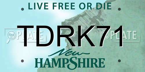 TDRK71 New Hampshire License Plate