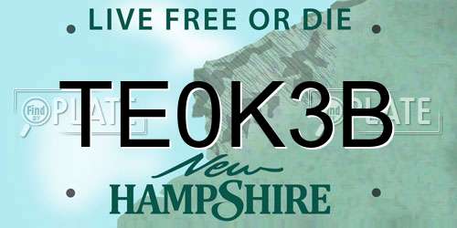 TE0K3B New Hampshire License Plate