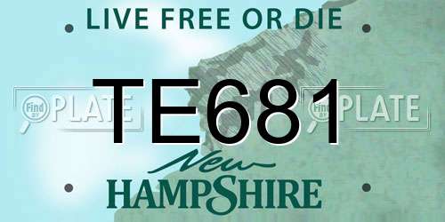 TE681 New Hampshire License Plate