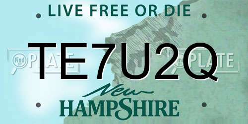 TE7U2Q New Hampshire License Plate