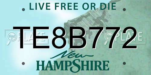 TE8B772 New Hampshire License Plate