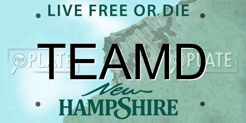TEAMD New Hampshire License Plate