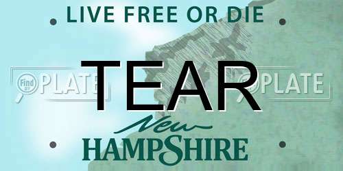 TEAR New Hampshire License Plate