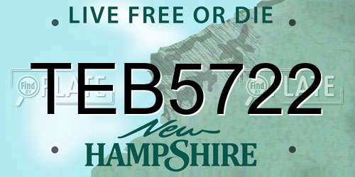 TEB5722 New Hampshire License Plate