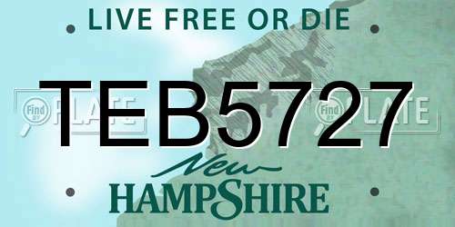 TEB5727 New Hampshire License Plate