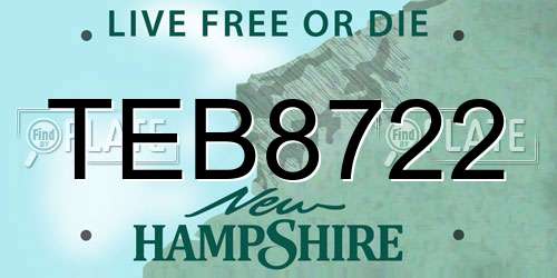 TEB8722 New Hampshire License Plate