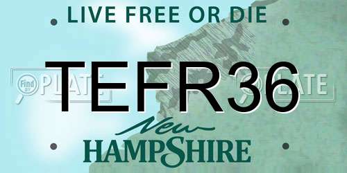 TEFR36 New Hampshire License Plate