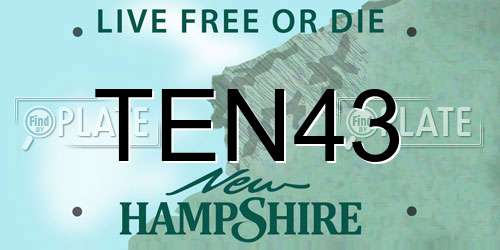 TEN43 New Hampshire License Plate