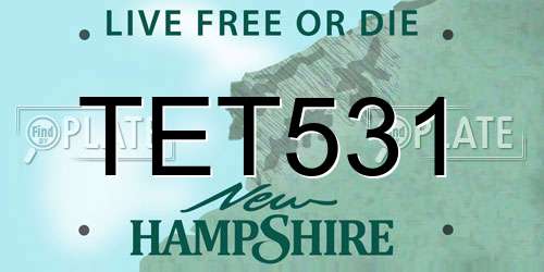 TET531 New Hampshire License Plate