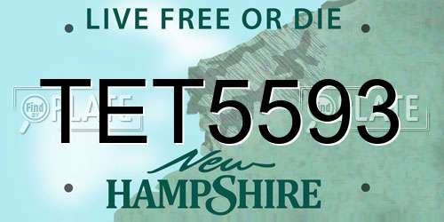 TET5593 New Hampshire License Plate