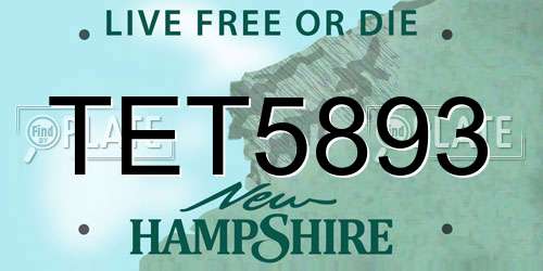 TET5893 New Hampshire License Plate