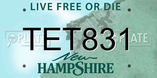 TET831 New Hampshire License Plate